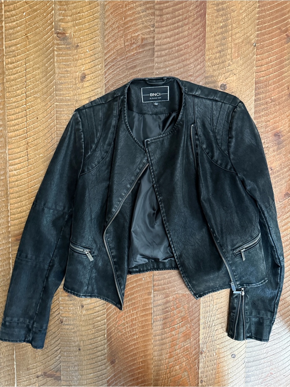 BNCi Women's Black Faux Leather Biker Jacket
